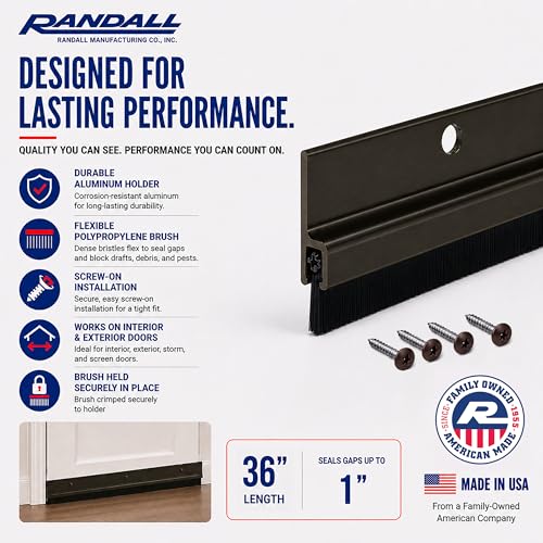 Door Sweeps – Aluminum & Brush | Brush Sweeps for Gaps Up to 1” | Brown Trim with Black Brush | 3 Feet | 3/4" Brush | Fill Gaps & Keep Unwanted Debris Out - view 4