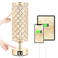 Gold Crystal Touch Lamp for Bedroom with USB-C/A, Bulb Included
