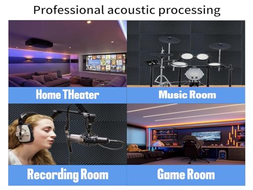 1 Pack Egg Crate Foam Sound Proof Foam Panels for Walls,48''X24''X2'' inch Acoustic Panels, high-Density Fireproof soundproof Wall Panels, Professional Acoustic Treatment (Black) - view 6