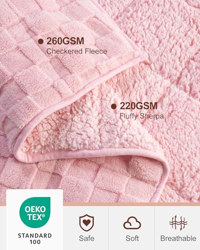 15lbs Weighted Blanket for Adults, Checkered Fleece & Sherpa, 60"x80" - view 4
