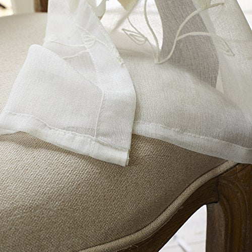 Beige Bird Embroidered Sheer Curtains, 59 x 79, 2 Panels - view 7