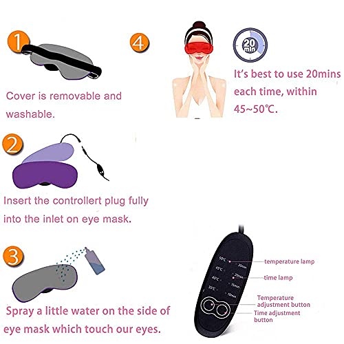 Eyes Heating Pad, Grey Electric USB Sleep Mask, 4 Temperature & Time Settings, Adjustable Head Strap, Reusable Ice Gel Pack - view 6