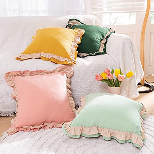 Solid Color Girl Series Lace Ruffle Washed Linen Core Cushion Bed Car Sofa Bedside Office Backrest Pillow(Bronze) - view 6