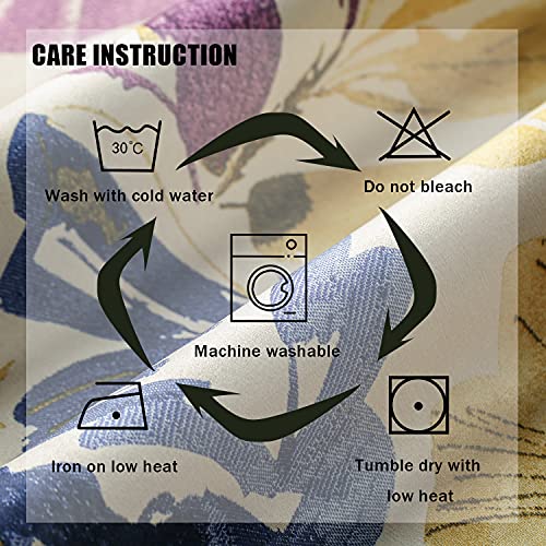Blackout Curtains for Sliding Door, Abstract Print Plant Pattern Grommet Full Room Darkening Linen Window Drapes for Studio Office, 2 Panels, Purple and Yellow, 52 x 84 - view 6