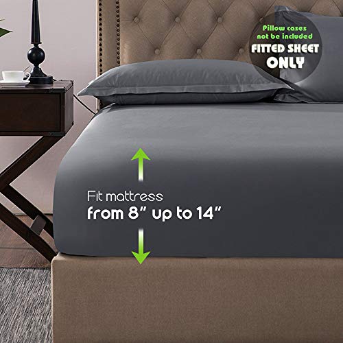 Fitted Sheet- Queen Fitted Sheet Only（No Flat Sheet or Pillow Shams）,4 Way Stretch Micro-Knit,Snug Fit,Wrinkle Free,for Standard Mattress and Air Bed Mattress from 8” Up to 14”,Gray - view 5
