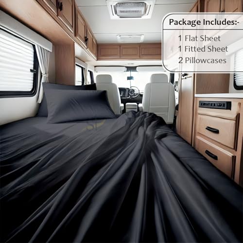 Microfiber RV Sheet Sets, 48x75 3/4 Full Bunk, Dark Grey Solid - Fits Mattresses up to 8 Inches Deep, 4 Piece RV Bed Sheets for Campers, Motorhomes, and Travel Trailers - view 3