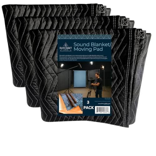 Studio Sound Blanket with Grommets 72 by 80 inch Heavy Duty Polyester (3 Pack)