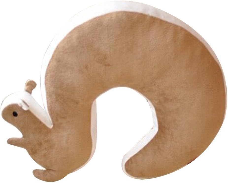 Cartoon U Shape Travel Pillow Car Neck Support Rest Cushion for Airplane Bus Train Home Office Soft Plush,Brown Squirrel - view 2