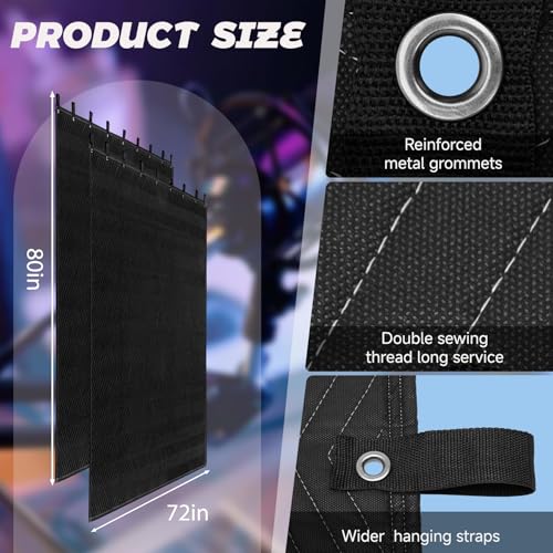 Acoustic Sound Dampening Blanket 72"x80" with Grommets, 2 Pack 850GSM Noise Reduction Cover for Studio Recording, Vocal Booth, Door & Window Insulation - view 6