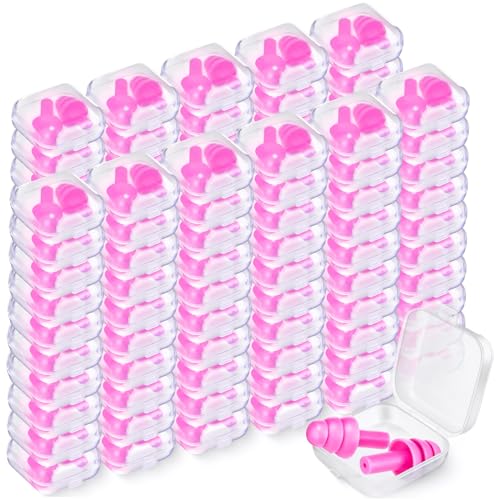 100 Pairs Silicone Ear Plugs Bulk with Case Nrr 29db, Black - view 5