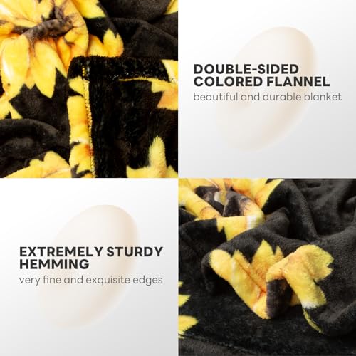 Sunflower Blankets Gifts for Women, Flannel Fleece Sunflower Gift, Floral Throw Blanket for Couch Bed Sofa, Soft Cozy Warm Lightweight Blankets for Travel Camping 260GSM (50"x60") - view 6