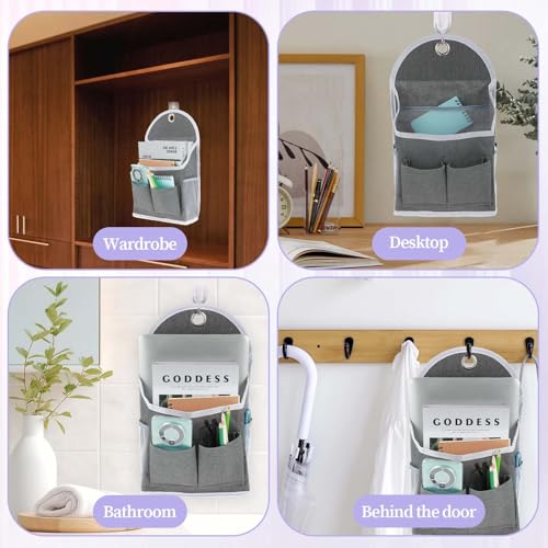 1 Pack Wall Hanging Organizer Bag with Pockets Fabric Storage Bag Basket Wall Mount Hangable Organizer File Pocket Fabric Magazine Waterproof for Bathroom, Office, Kitchen, Bedroom - view 7