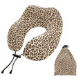 Leopard Cheetah Print Animal Gemoetric Neck Pillow Travel for Sleeping Airplane Travel Kit with Snap Clip & Storage Bag