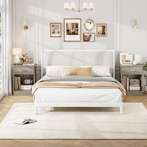 Nightstand Set of 2 with Drawer and Storage Shelf - view 2