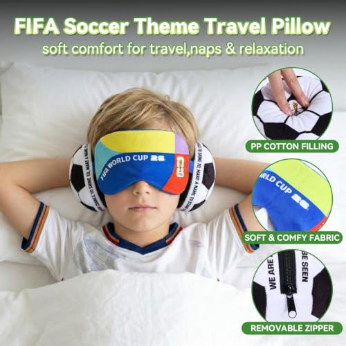 FIFA World Cup 2026 Travel Pillow with Eye Mask, Soccer Ball Neck Pillow - view 3