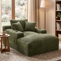 50" x 76" Corduroy Chaise Lounge Sofa Bed with Cup Holders, Green