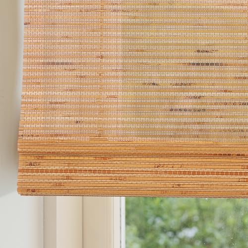 Natural Woven Wood Bamboo Roman Shades for Indoor Windows, Acorn