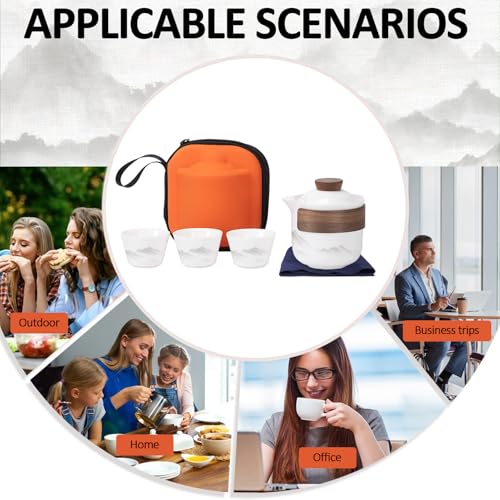Porcelain Chinese Gongfu Tea Set,Portable Ceramic Teapot Set,Portable All in One Mini Travel Bag for Travel,Home,Gifting,Outdoor Camping Picnic and Office Business Hotel Tea lover - view 7
