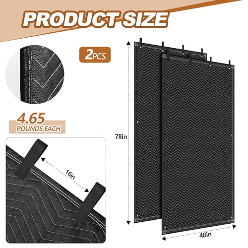 2 Pcs Sound Dampening Blanket Soundproof Blanket Grommeted General Indoor or Outdoor Use(48 x 78 Inches) - view 3