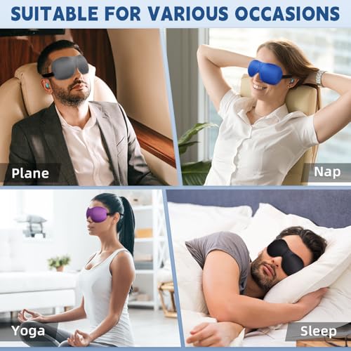 4-Pack Eye Masks for Sleep with Adjustable Strap Comfortable Sleep Masks for Women and Man Night Sleep, Travel, Nap Gery - view 6