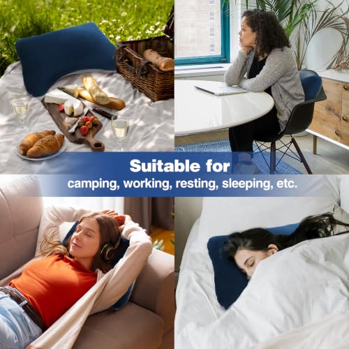 2 Pack Camping Pillow Sleeping–Memory Foam Travel Pillow,Navy Blue - view 7