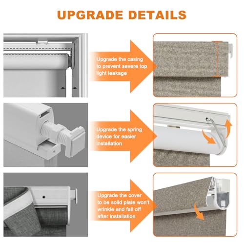 No Drill Blackout Roller Shades for Windows,Khaki,Custom Size - view 3