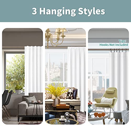 Full Blackout Curtains with Thermal Insulation Liner, Pure White - view 3