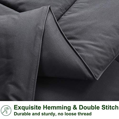 Dark Grey Comforter for King Bed, All Season Soft Quilted Reversible Down Alternative Comforter King Size Duvet Insert with Corner Tabs, Cooling and Lightweight, 90 by 102 Inches - view 3