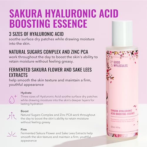 Hyaluronic Acid Serum and Sakura Essence Duo, Hydrating Skincare Set, 30ml Serum with 100ml Boosting Essence, All Skin Types - view 3