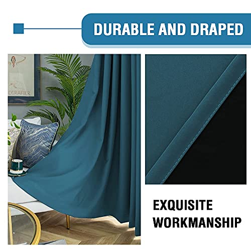 100% Blackout Curtains for Bedroom Thermal Insulated Blackout Curtains 84 inch Length Heat and Full Light Blocking Curtains for Living Room with Black Liner 2 Panels Set, Dark Teal - view 6