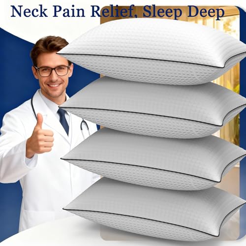 Bed Pillows for Sleeping Queen Size Set of 4,Hotel Collection Cooling Breathable Pillows for Side and Back Sleepers Down Alternative Filling Luxury Soft - view 5
