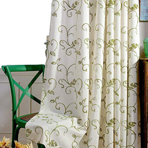 Faux Linen Branch Embroidered Grommet Curtains, 2 Panels, 52 x 84 - view 4