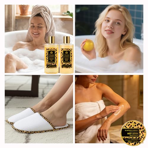 Mother's Day Gifts for Mom, 33 Pcs XXL Leopard Bath and Body Gifts Basket Set for Women, Hydrating Skin Care Set, Self Care Gifts Kit, Birthday, Home Spa Gift Set for Women, Christmas, Anniversary - view 5