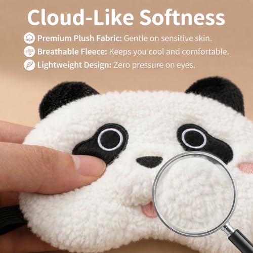 Sleeping Mask for Kids, 2 Pcs Plush Bear Panda Cute Sleep Mask - view 3