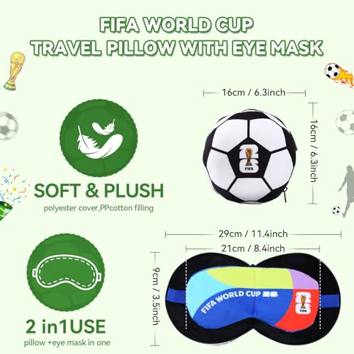 FIFA World Cup 2026 Travel Pillow with Eye Mask, Soccer Ball Neck Pillow - view 2