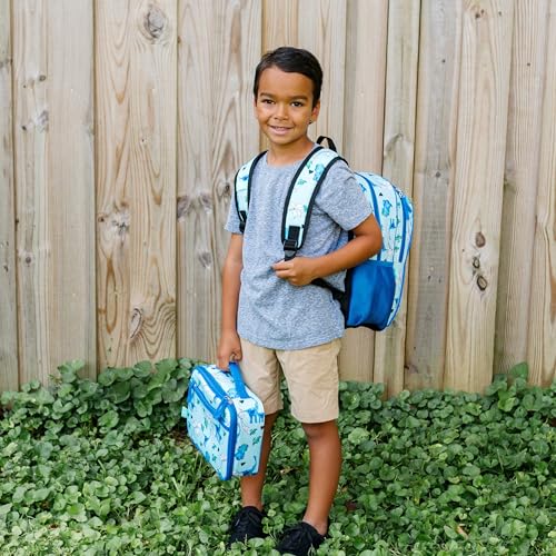 JumpOff Jo Insulated Lunch Box – Keeps Food Hot or Cold, BPA-Free with Mesh Pockets & Easy-Clean Lining – Ideal for School, Travel & Daycare - Blue Dino - view 7