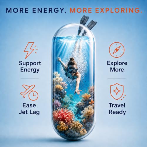 Jet Lag Relief Pills for Travel – Research-Backed Ingredients in Meaningful Doses – Arrive Energized, Alert & Ready – Energy, Focus & Immune Support – 60 Capsules - view 6