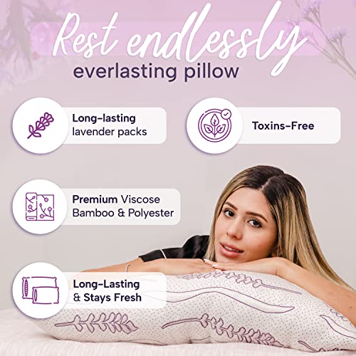 Lavender Luxury Memory Foam Pillows, Made in USA, Shredded Gel Memory Foam with Cooling Cover, Soft Bed Pillow for Sleeping - King - view 4
