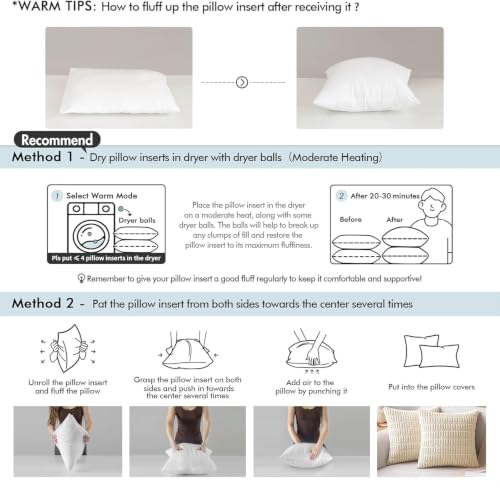 12x20 Pillow Inserts, Fluffy Down Alternative Filling Pack of 2 - view 4