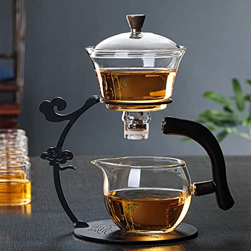 Lazy Kungfu Glass Tea Set Semi Automatic Drip Rotating with Infuser Glass Teapot Set (6 cups) - view 2