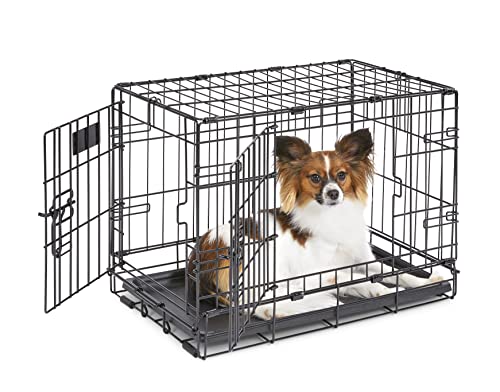 XS Double Door iCrate Starter Kit, 22-inch Dog Crate Bundle for Extra-Small Dogs, Includes Cage, Pet Bed, 2 Bowls and Privacy Cover - view 3