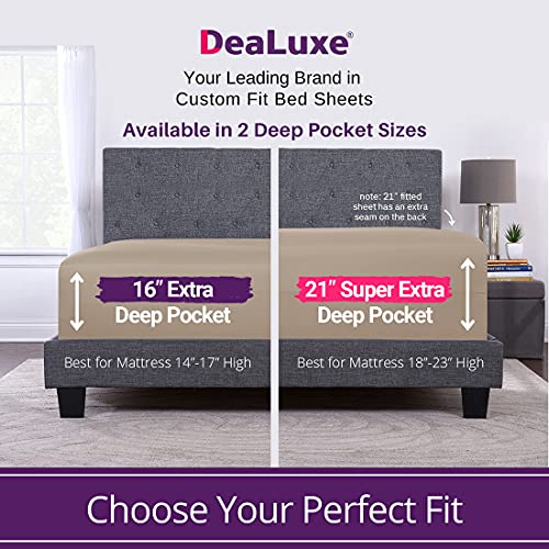Bed Linen Set - 4Pcs California King Extra Deep Pocket Sheets, Wrink Free Microfiber, Zipper Closure Pillowcases - Taupe Sand - view 5