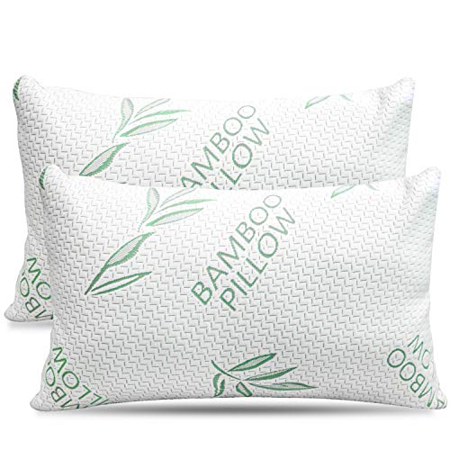 Elif Queen Size Pillows for Sleeping Set of 2 – Cooling Shredded Memory Foam Pillows with Removable Cover for Back, Stomach & Side Sleepers, Rayon Derived from Bamboo, Queen (2 Pack)