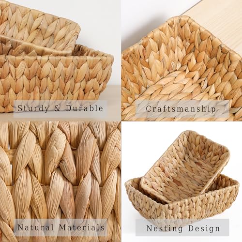 Small Wicker Baskets for Organizing 2 Pack, Hand Woven Baskets for Storage, Towels and Toilet Paper Organization, Woven Gift Basket,Countertop Baskets Set for Organizing - view 4