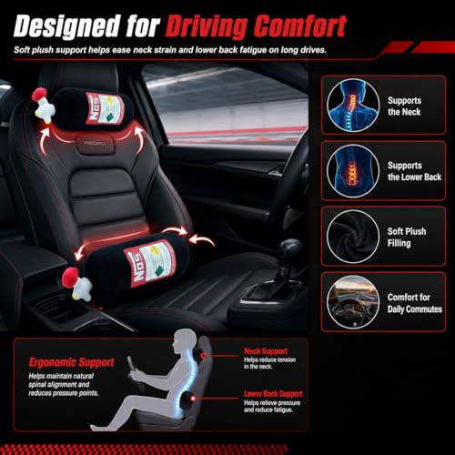 Car Neck Pillow NOS Pillow Bottle Car Headrest Pillow Soft Plush Neck Support Cushion for Driving, Office,Home,Party Decorations(Black 11 inch 2 Pack) - view 3