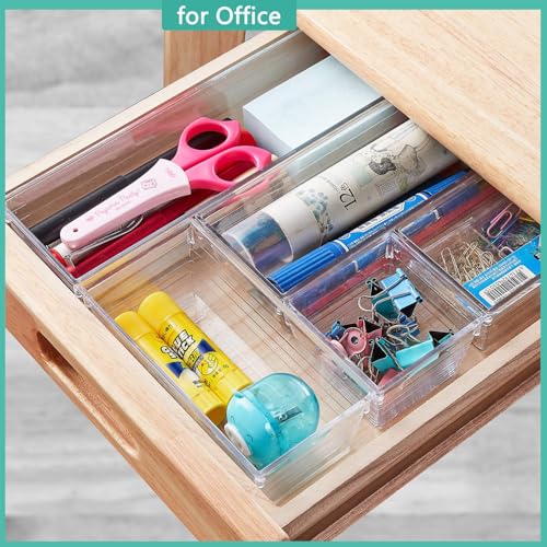 6 Pack Clear Drawer Organizer, Multi-Size Storage Bins - view 4