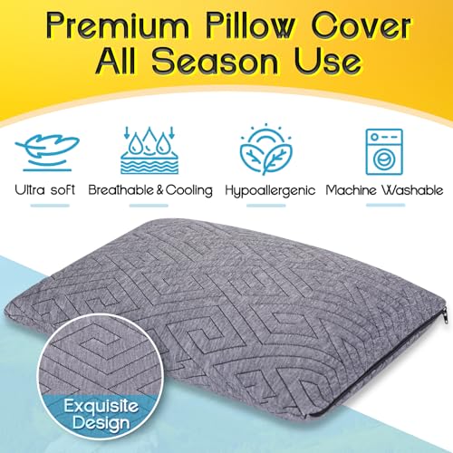 Travel Pillow for Sleeping Camping, Memory Foam Small Pillow with Breathable Cover for Backpacking, Airplane, Car (15.5 X 12 Inch) - view 4