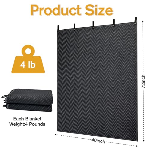 72" x 40" Studio Large Sound Dampening Blanket, Sound Insulated Blanket Sound Absorbing Blanket with Grommets for Soundproofing Noise Reduction Light Blocker Basement Recording Studio - view 2