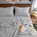 100% French Linen Sheet Set 4Pcs Deep Pocket 16", Full Size Gray