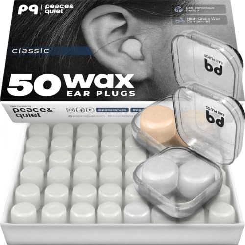 PQ Wax Ear Plugs, Silicone Earplugs for Sleep, Classic, 50 Ct